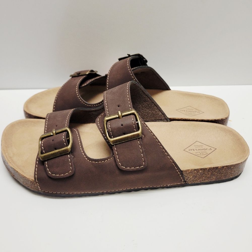 ST John's Bay Sandals Men's  Brown Footbed Slip on Flat Color brown Size 10 NWT - Picture 8 of 8
